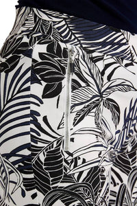 Joseph Ribkoff Tropical Print Slim Fit Pants in vanilla multi - women's pants - view 4