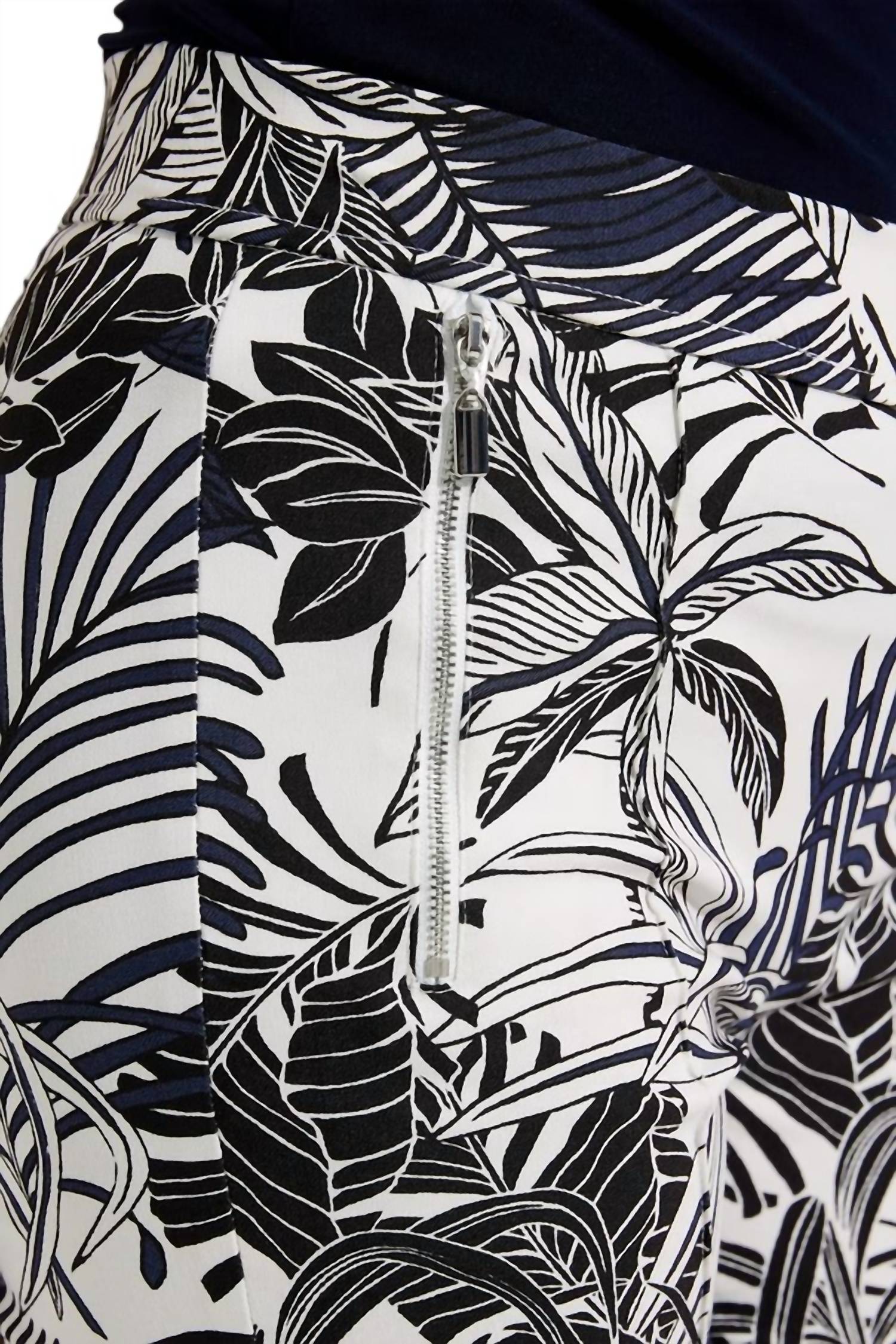 Joseph Ribkoff Tropical Print Slim Fit Pants in vanilla multi - women's pants - view 4