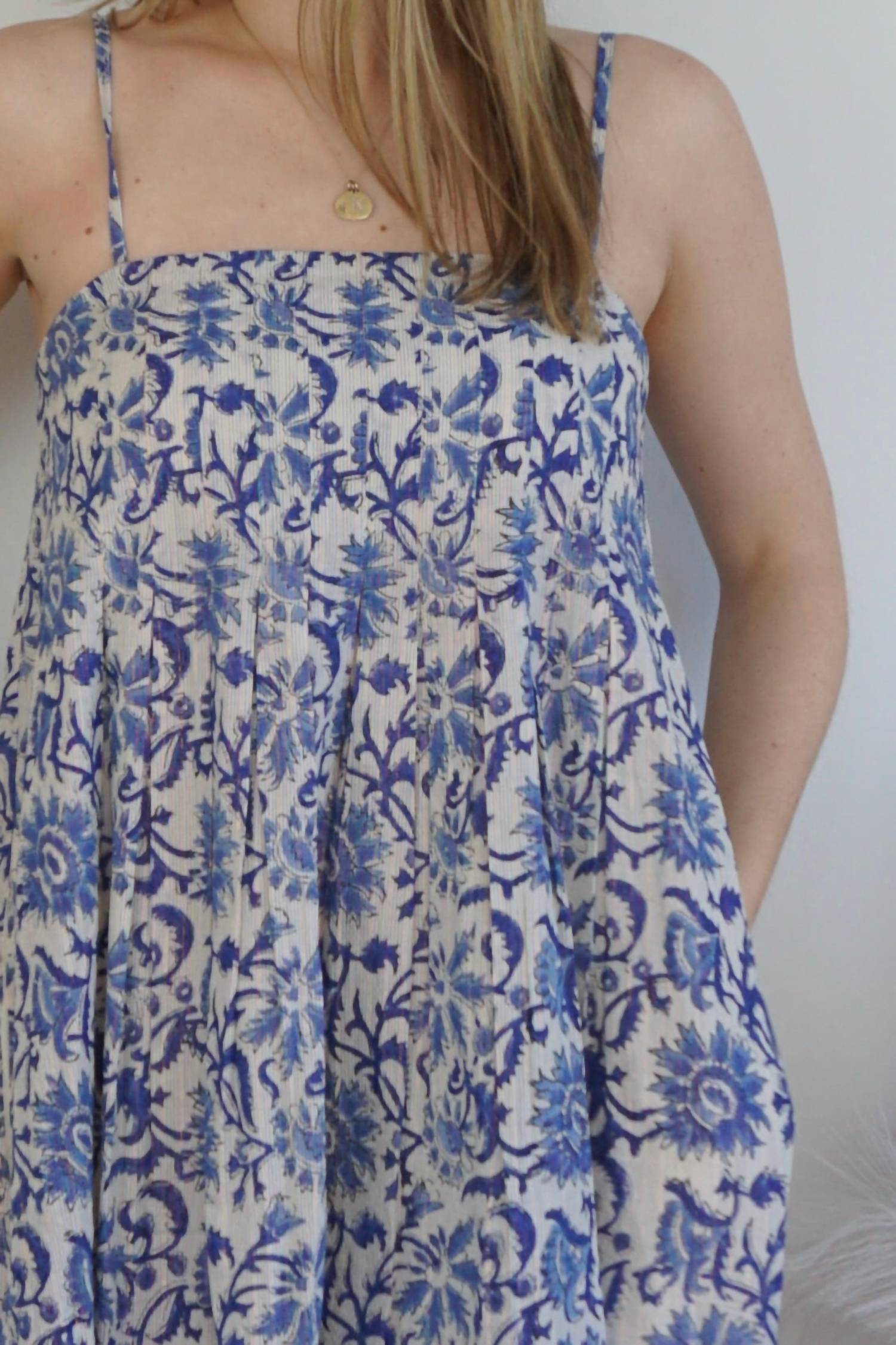 NIBI MTK Iris Maxi Dress in indigo floral lurex - women's dress - alternate view