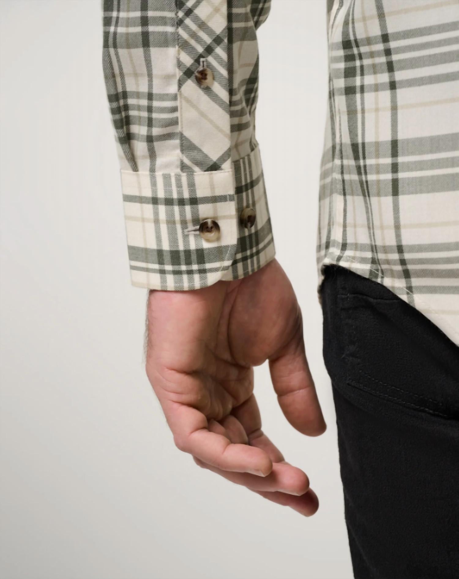 TravisMathew Cloud Flannel Plaid Shirt in birch - men's shirt - view 5