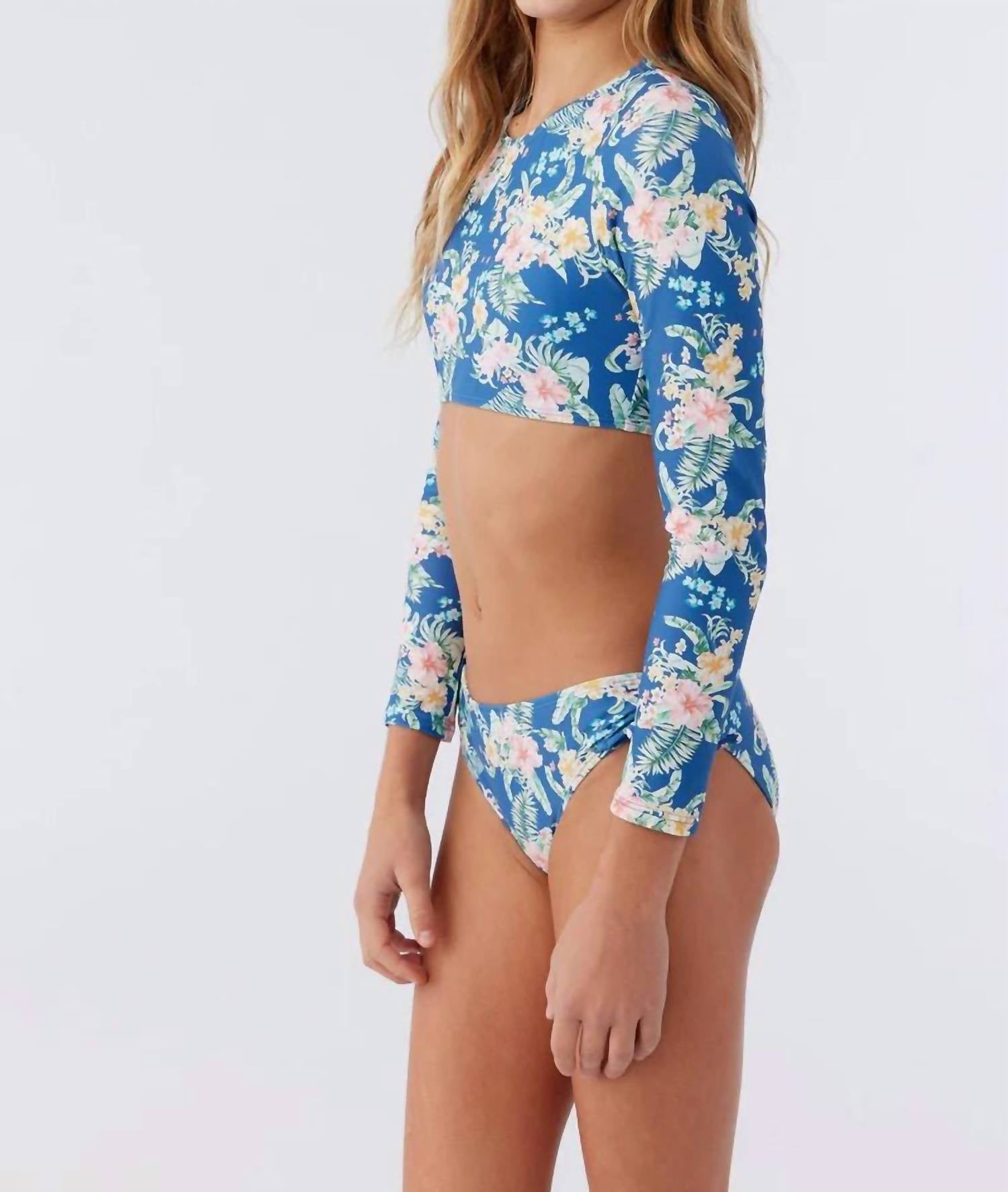 O'Neill - Kids Tulum Tropical Long Sleeve Crop Swim Set