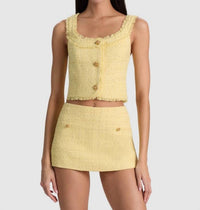 alice + olivia Shila Corset Top in yellow - women's shirt