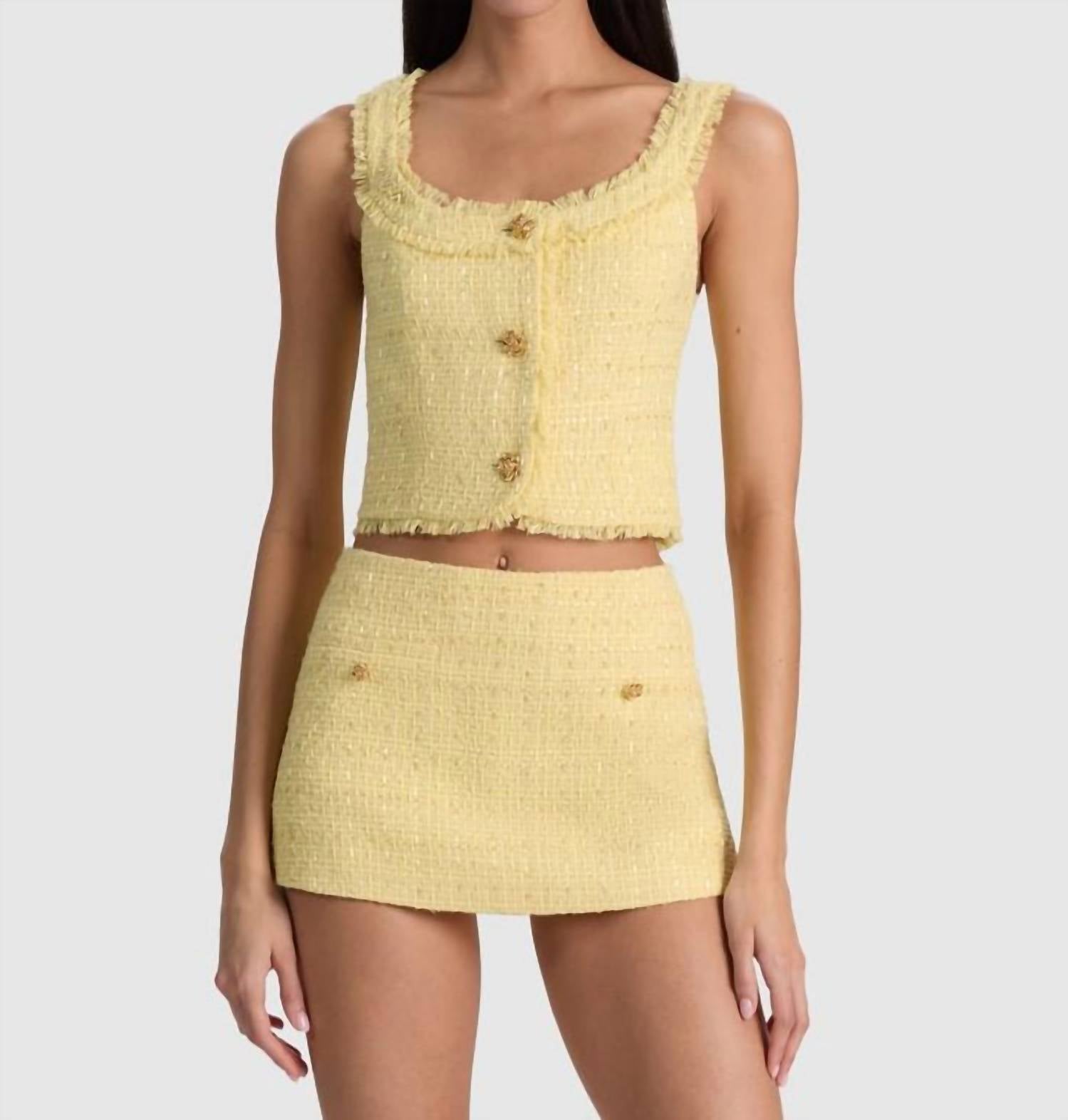 alice + olivia Shila Corset Top in yellow - women's shirt
