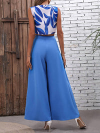 Rosa Clothing - Printed Top Wide-Leg Pants Two-Piece Set