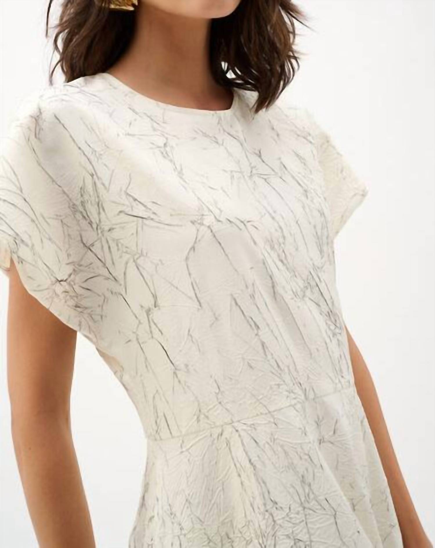 Joseph Ribkoff Abstract Midi A-line Dress in beige/brown - women's dress - view 4