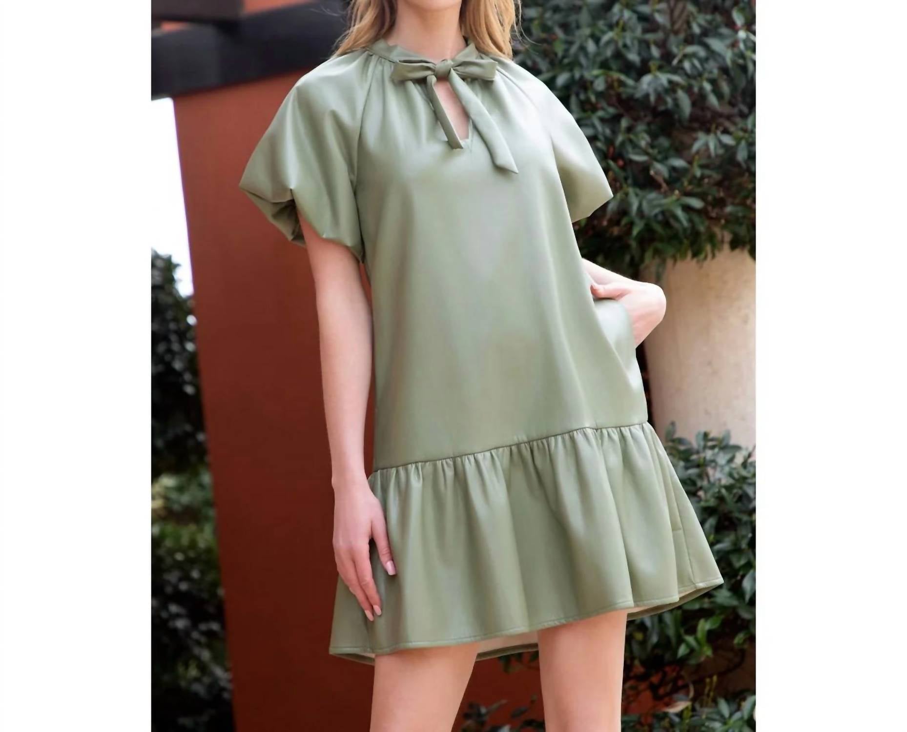Thml - Puff Sleeve Leather Midi Dress