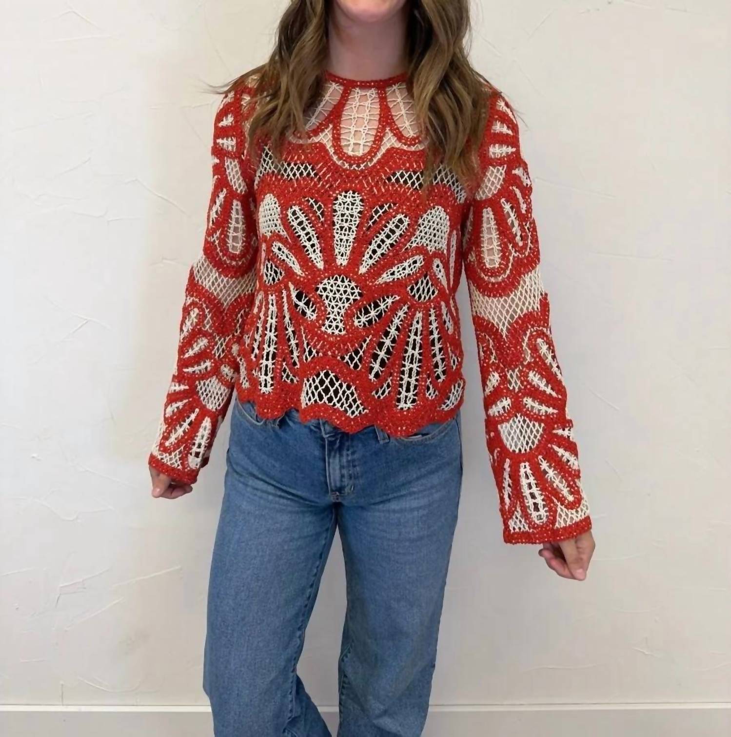 Forte - Crochet Floral Design Sweater