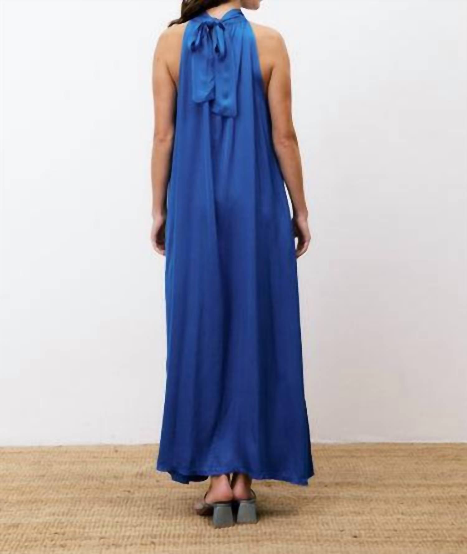 FRNCH Auberya Maxi Dress in azure blue - women's dress - detail view