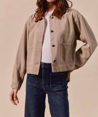 So Me - Cropped Barn Jacket With A Corduroy Collar