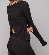 Rae Mode - Long Sleeve Boat Neckline Yoga Top