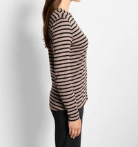 Nic + Zoe - Striped Long Sleeve Henley Tee