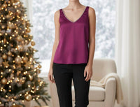 VINCE CAMUTO Rich Satin Slip Tank Top in purple - women's tank top