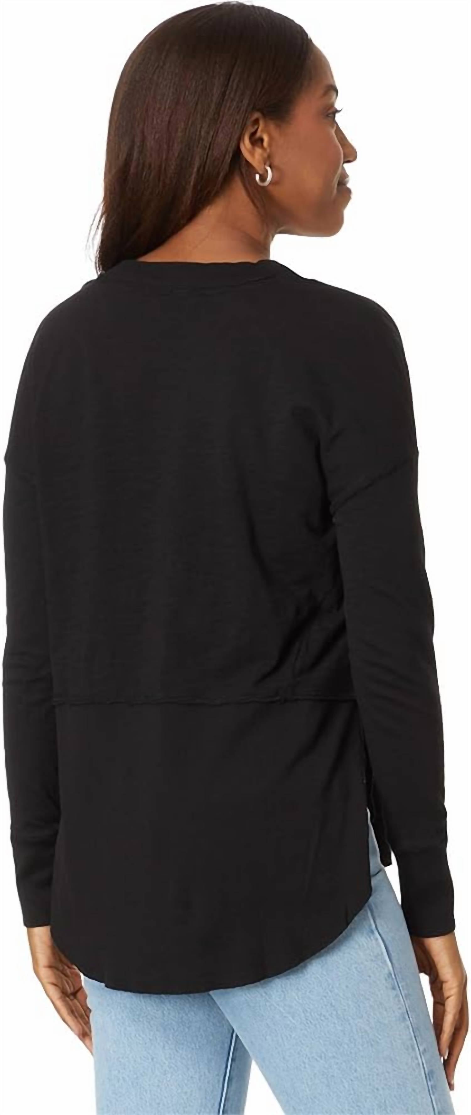 Bobi - Shirred Sleeve Split Neck Tee