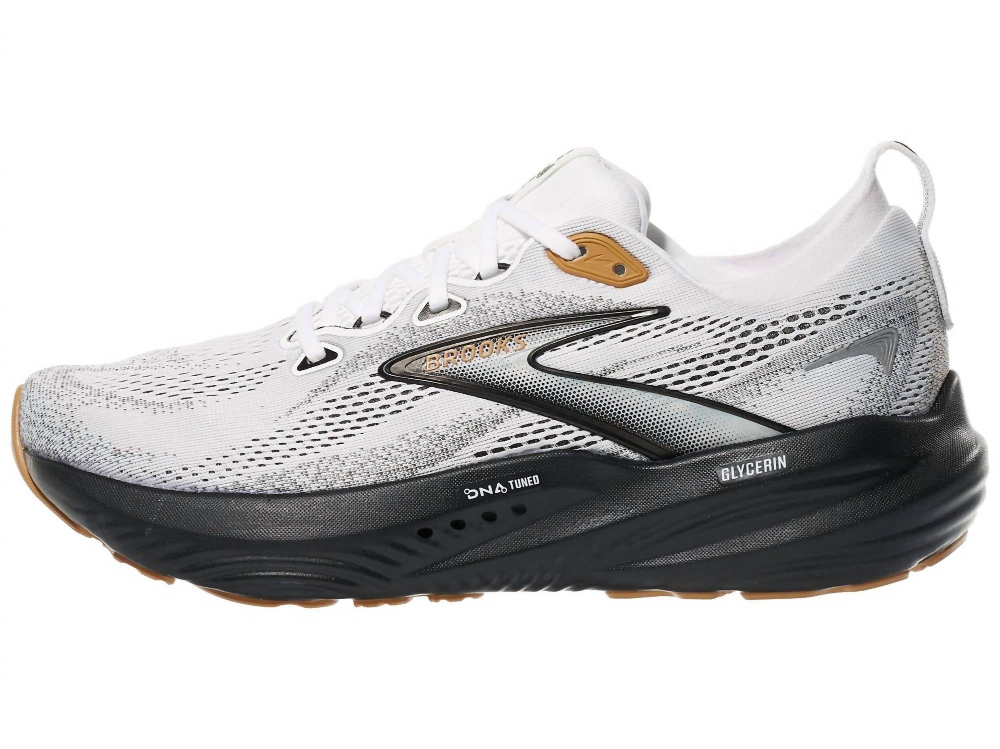BROOKS Men's Glycerin Gts 22 Running Shoes in white grey black 3 - men's shoe - detail view