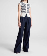 A.L.C. Margo Sleeveless Sweater Top in parchment navy stripe - women's cardigan - alternate view