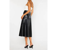Kancan - High Rise Leather Midi Skirt