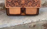 Western Linens - Tooled Longhorn Leather Briefcase