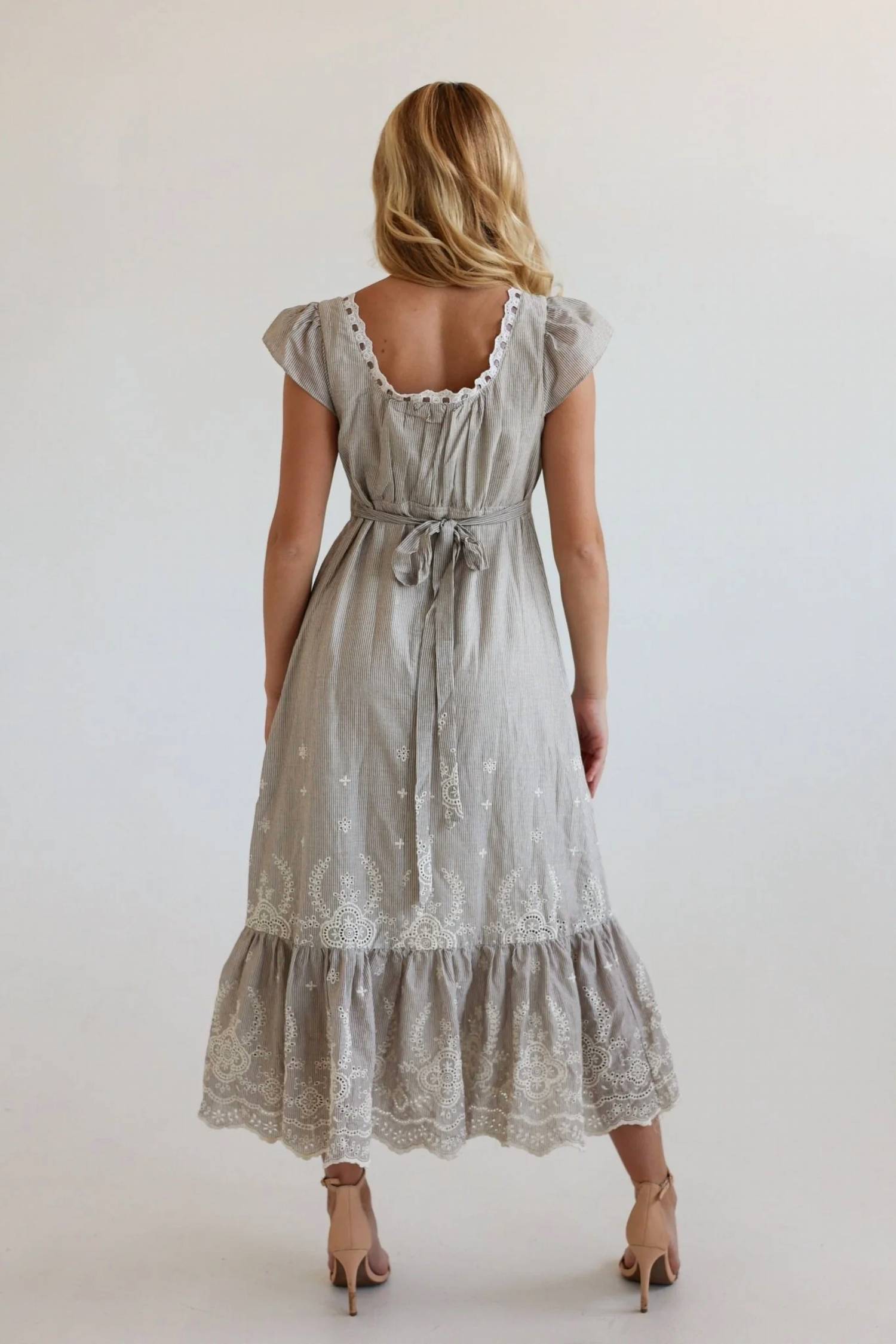 Olivaceous - Elena Eyelet Midi Dress