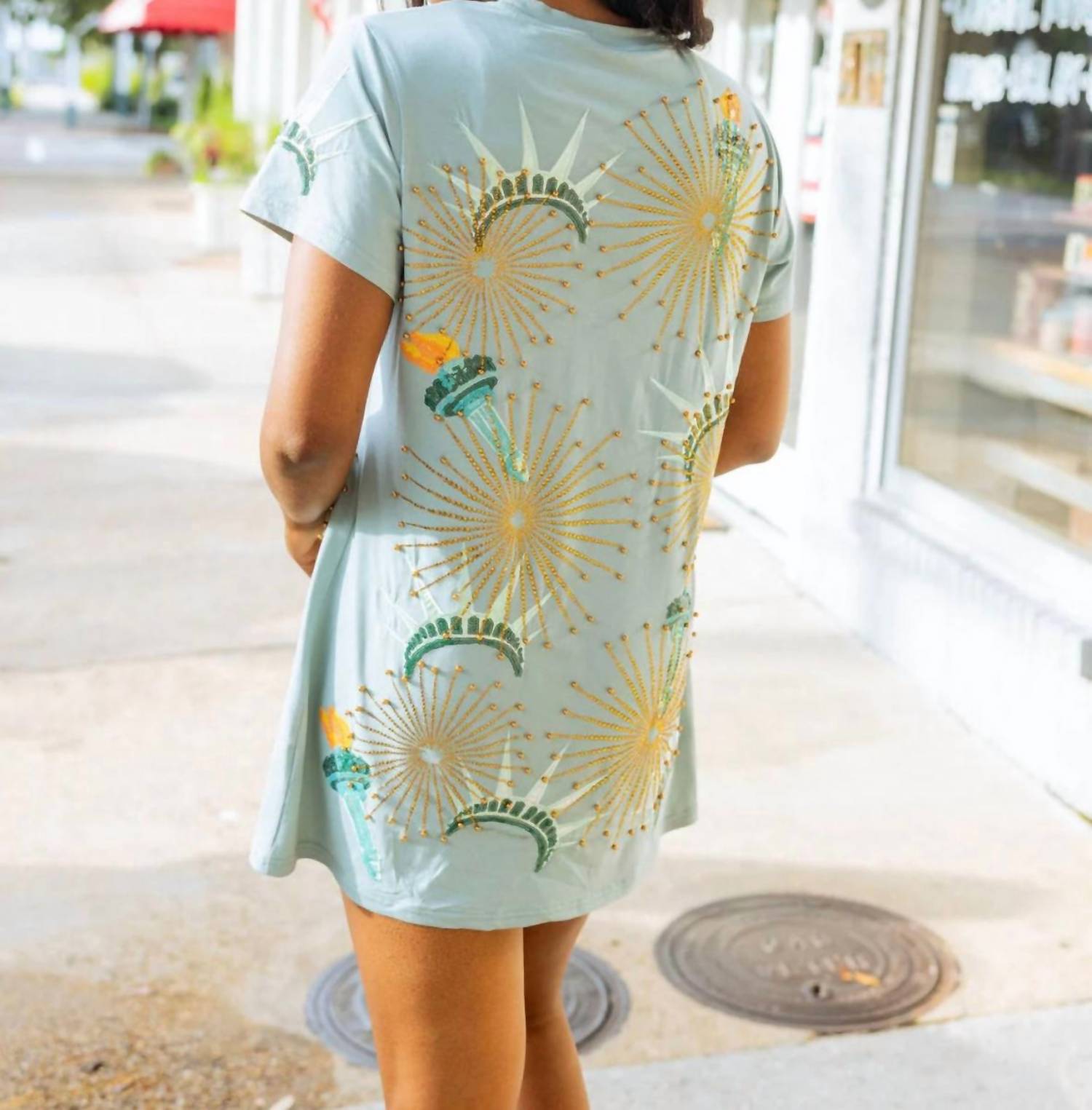 Queen Of Sparkles - Statue Of Liberty Icon Tee Dress