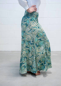 Paani - Paisley Palazzo Wide-leg Pants