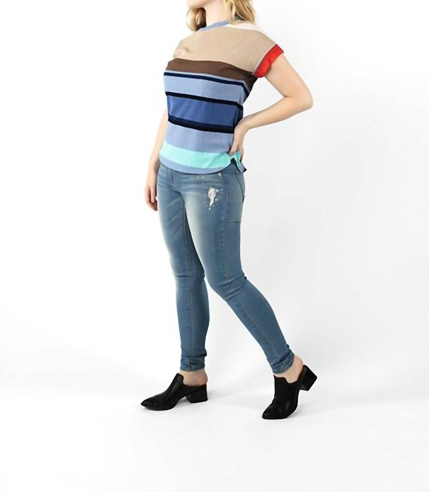 Tea N Rose - Colorblock Stripe Dolman Sleeve Top