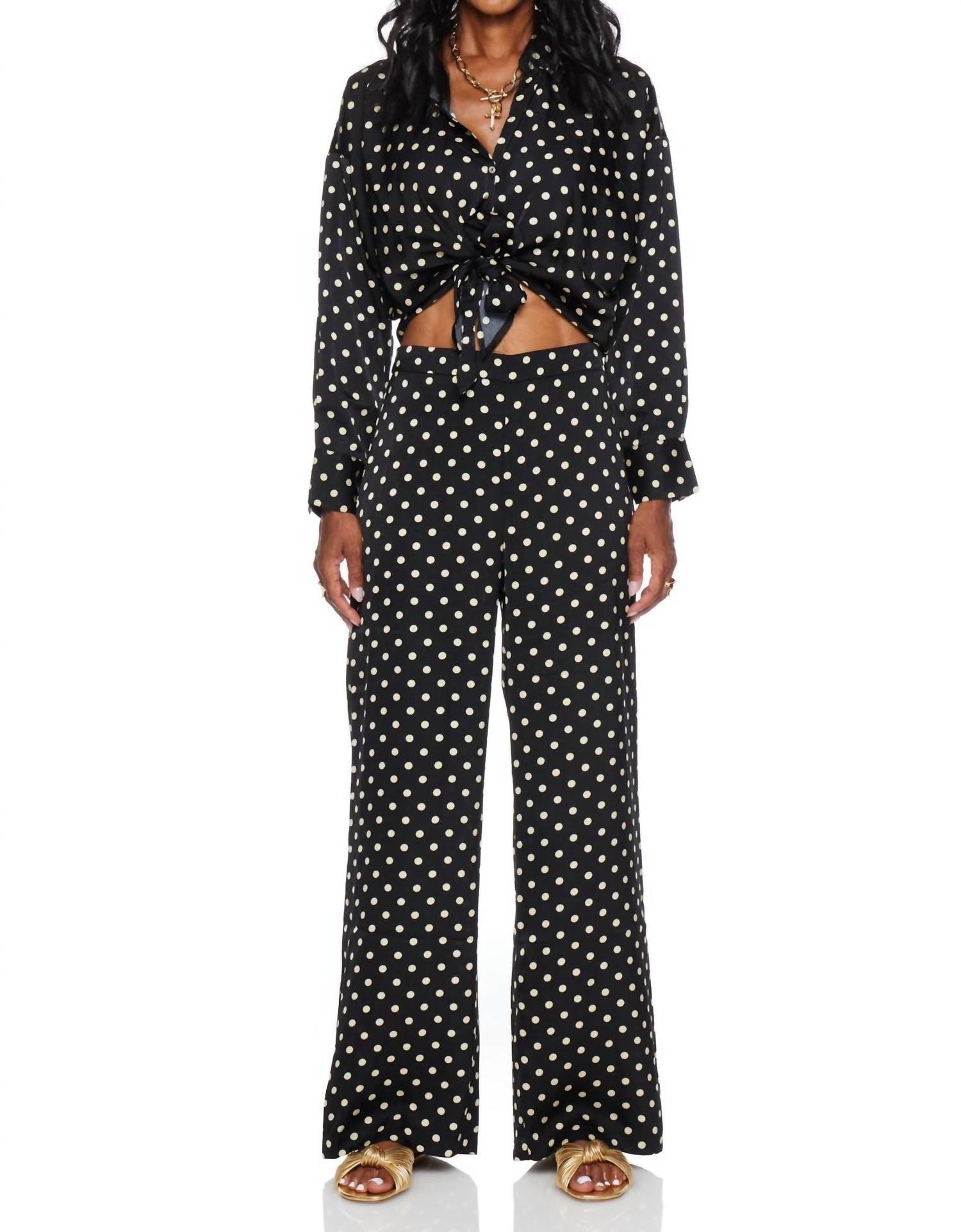 LUCY PARIS Rue Pant in black cream - women's pants - detail view
