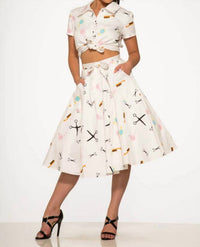 Orchid Bloom - Beauty Salon Top And Swing Skirt