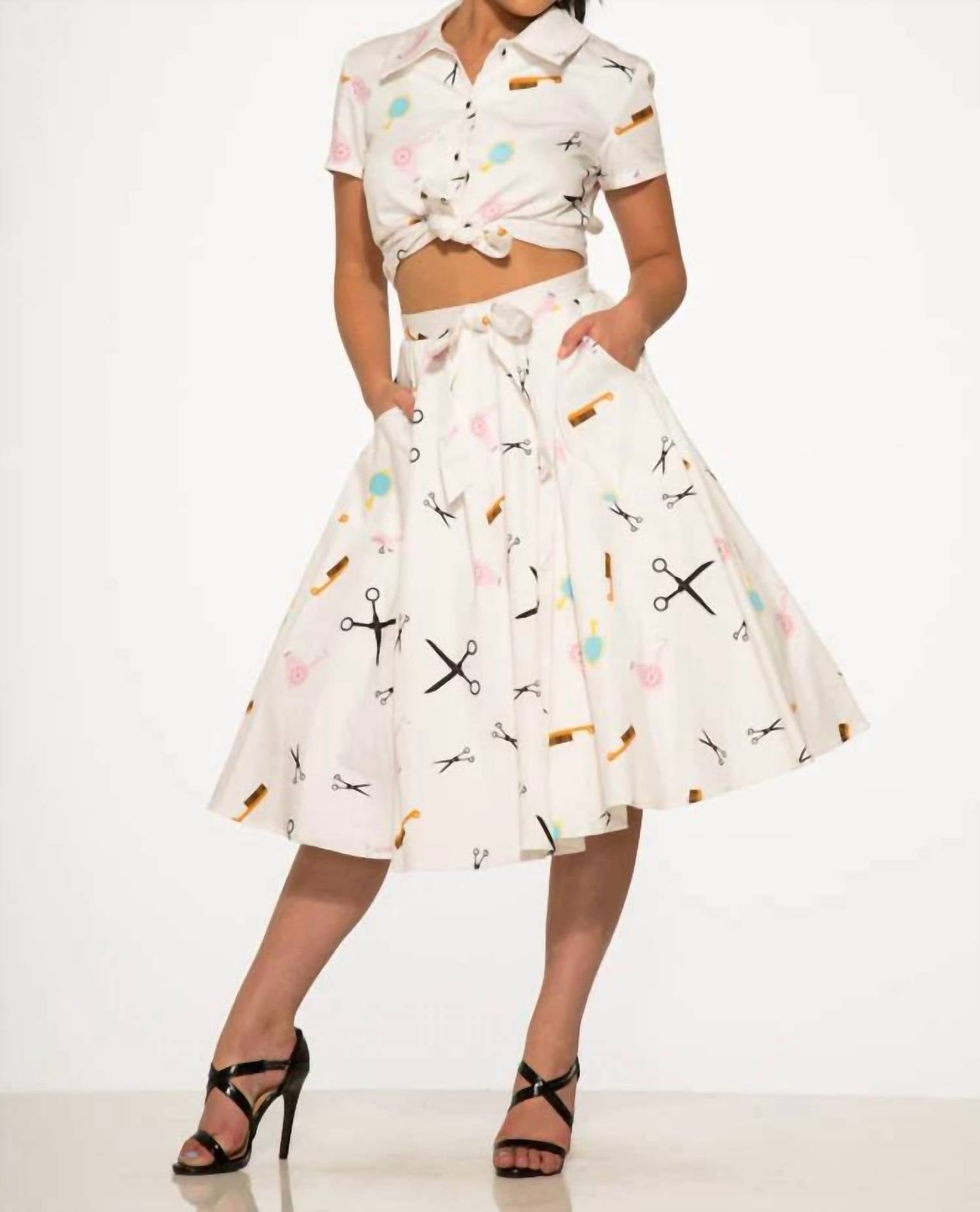 Orchid Bloom - Beauty Salon Top And Swing Skirt