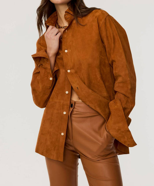 Toccin - Kali Faux Suede Boyfriend Shirt