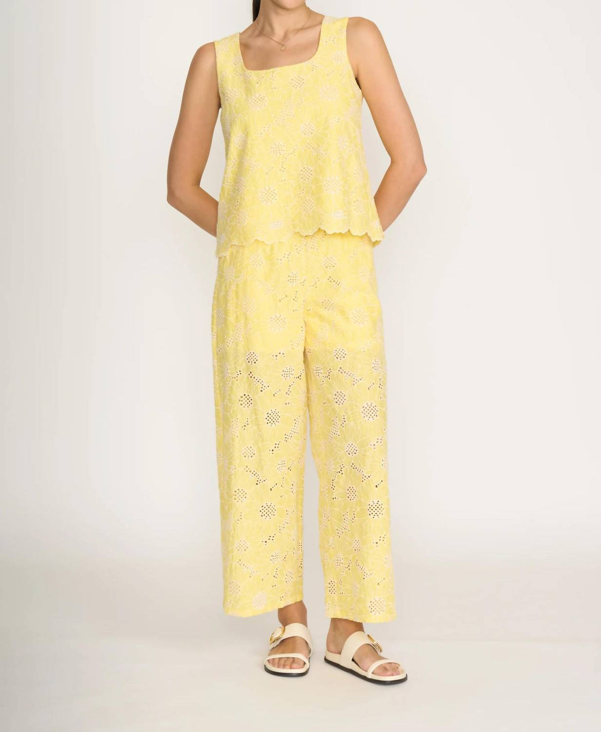 Foil - Embroidered Tank With Buttons