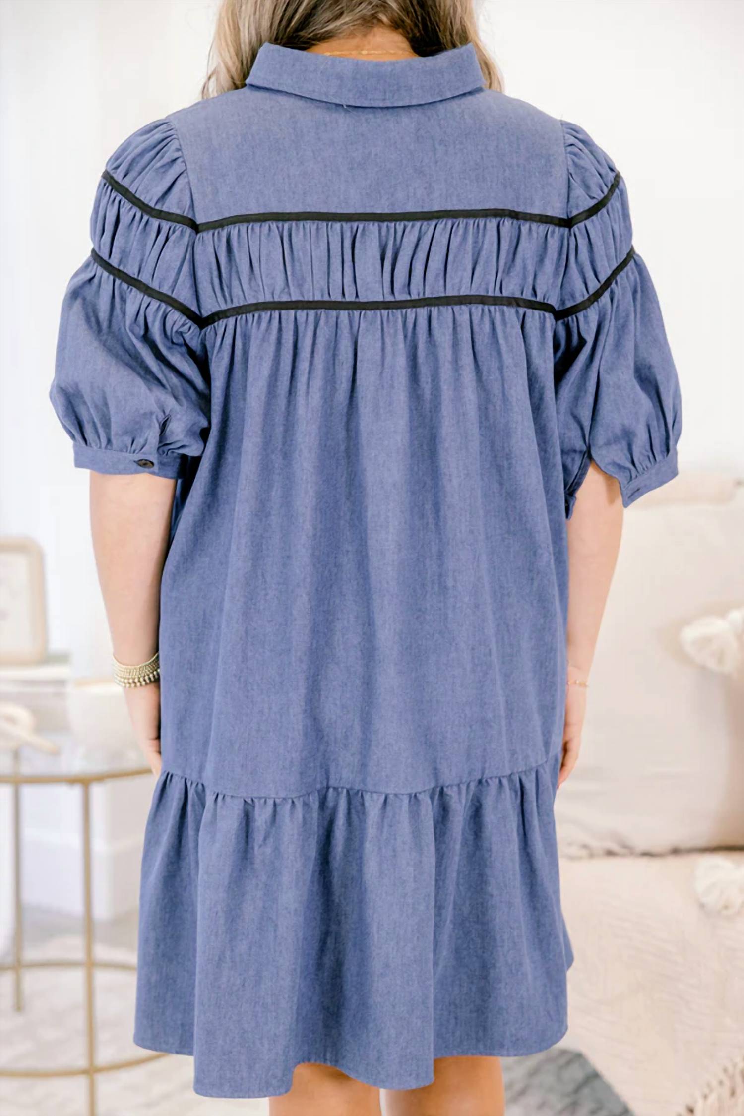 Ee:Some - Bleach Washed Button Down Mini Dress