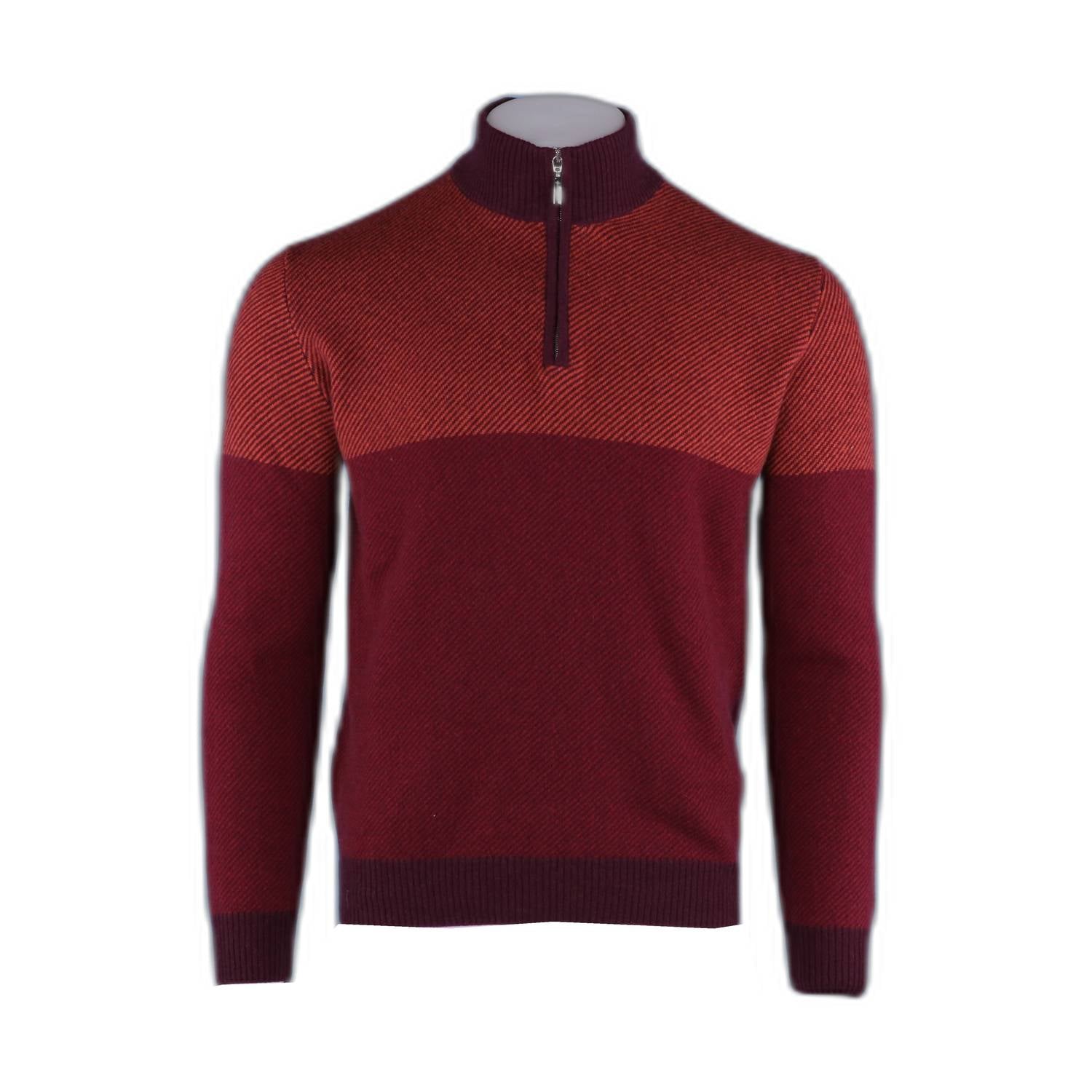 Pashmere - Men's Pure Cashmere Angled Half Zip Sweater