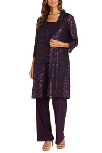 R&M Richards - Lace 3/4 Sleeve 3-piece Pants Set