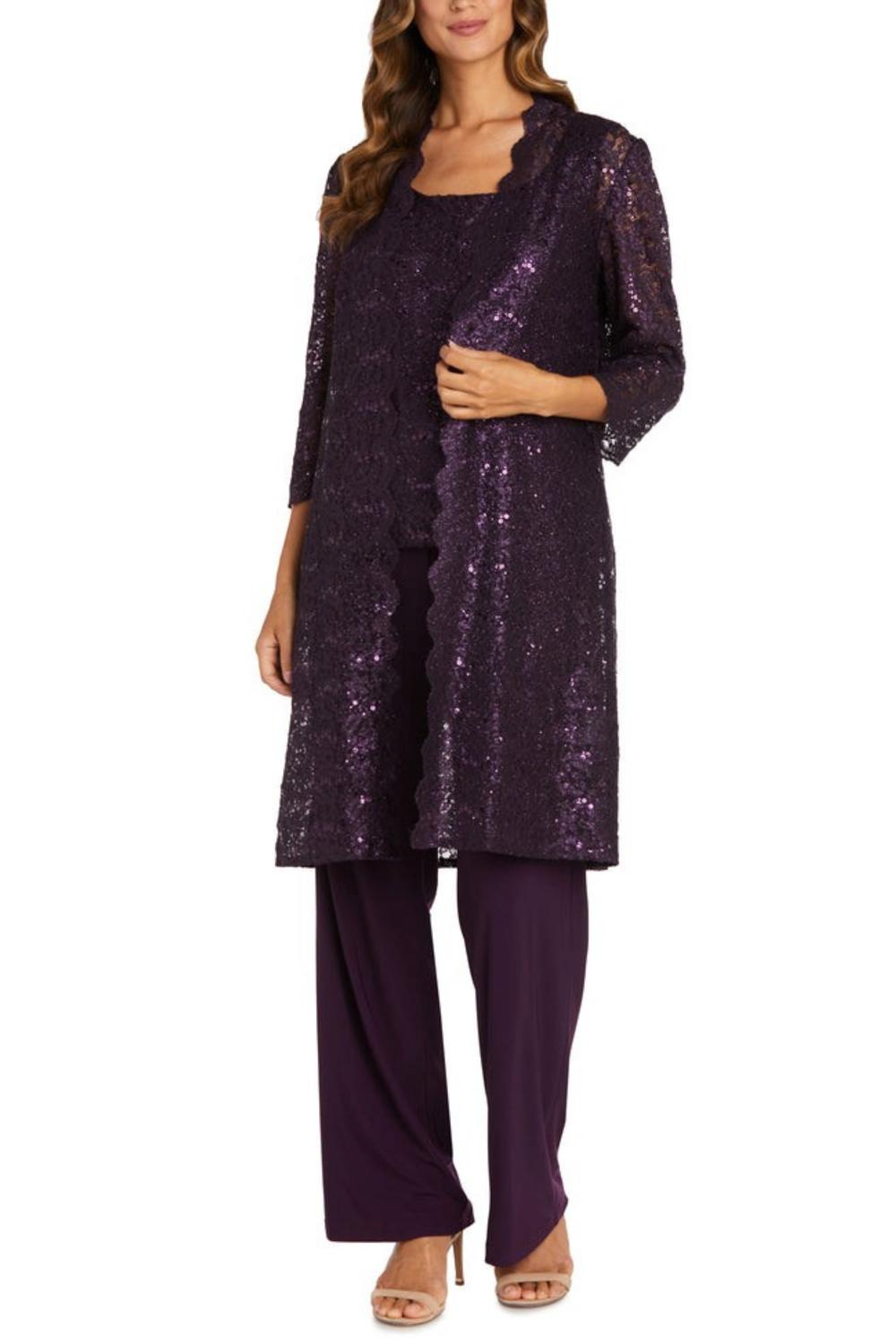 R&M Richards - Lace 3/4 Sleeve 3-piece Pants Set