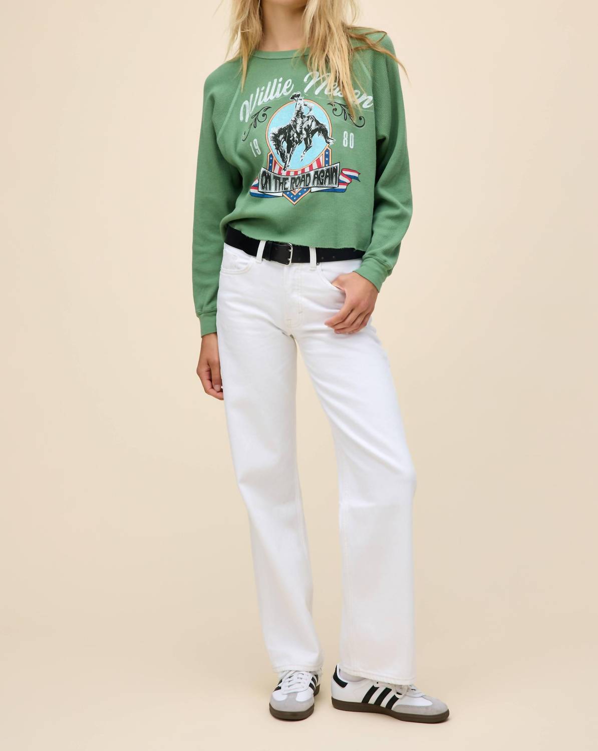 Daydreamer - Willie Nelson 1980 Cowboy Raglan Thermal Long Sleeve Tee