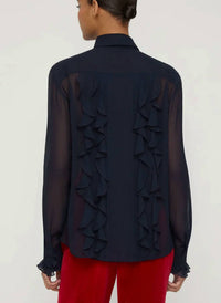 Lafayette 148 - Silk Georgette Ruffle Bow Blouse