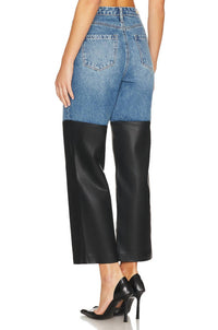 Blanknyc - RIBCAGE STRAIGHT LEG DENIM WITH FAUX LEATHER PANTS