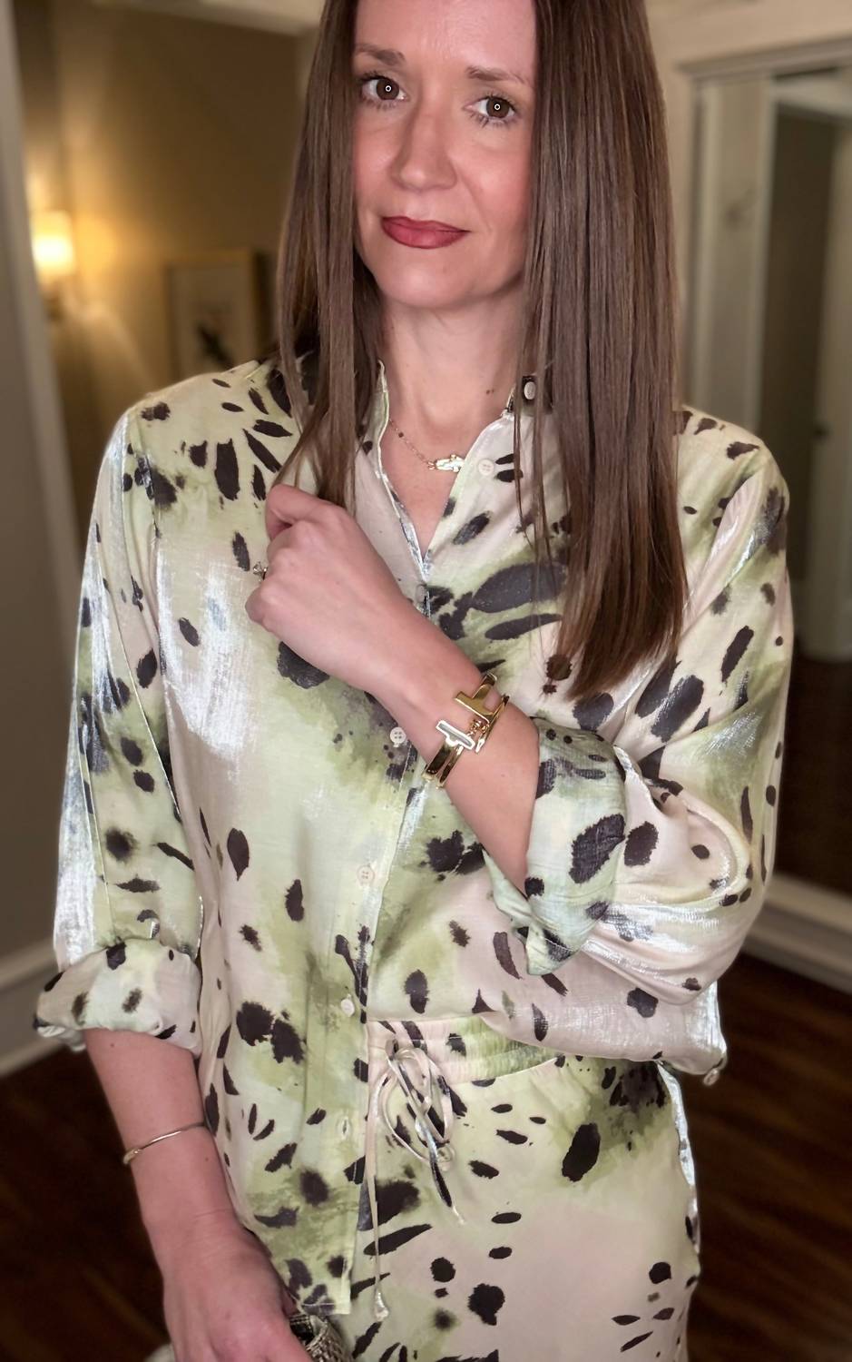 yest Long Sleeve Blouse in natural green - women's blouse - alternate view