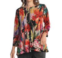 Jess & Jane Poppy Round Neck Top in pattern - women's blouse - detail view