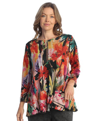 Jess & Jane Poppy Round Neck Top in pattern - women's blouse - alternate view
