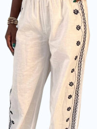 MABLE Santorini Embroidered Pants in white - women's pants - detail view