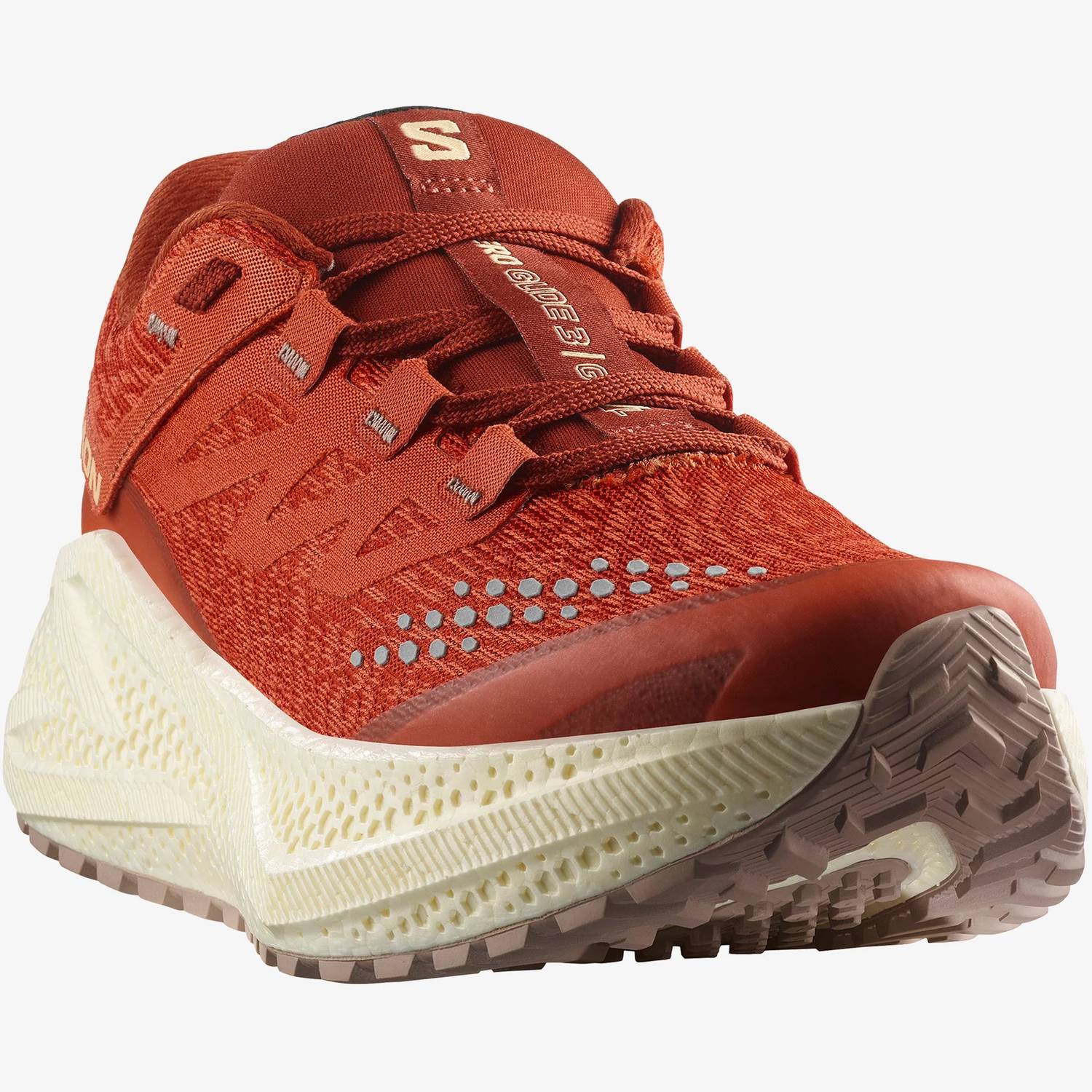 SALOMON Women's Aero Glide 3 Grvl Running Shoes in burnt ochre vanilla ice etherea 1 - women's shoe - detail view