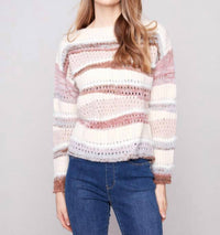 Charlie B - Patchwork Knit Drop Shoulder Sweater