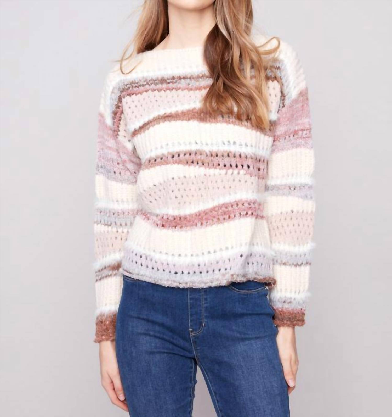 Charlie B - Patchwork Knit Drop Shoulder Sweater