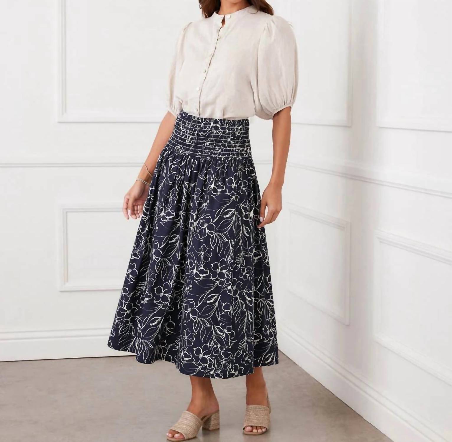 Karen Kane - Puff Sleeve Linen Button-Up Shirt