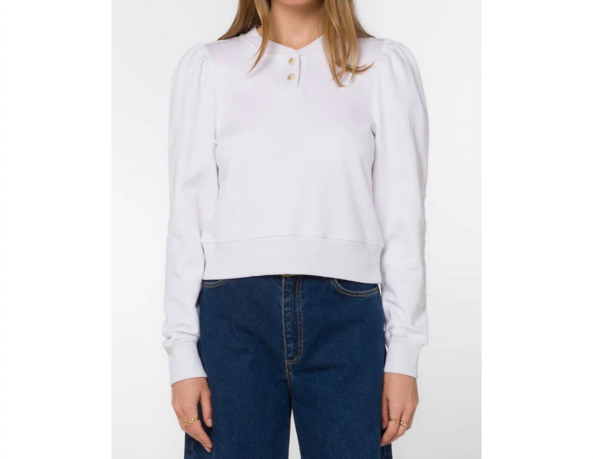Velvet Heart Ronelyn Pearl Sweatshirt in optic white - women's top