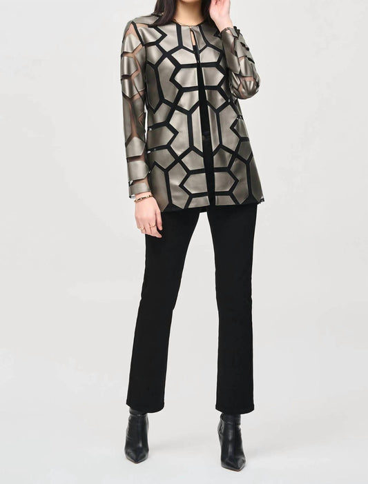 Joseph Ribkoff - Laser Cut Faux Leatherette Jacket