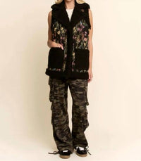 Davi & Dani - Floral Faux Fur Vest