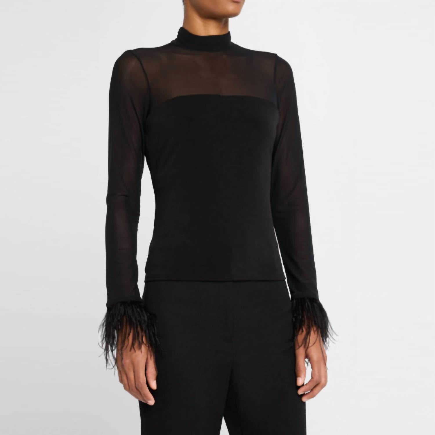 Cinq A Sept - Feather Trim Shantel Top