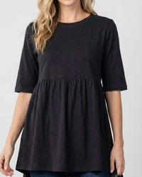 ZENANA Women's Babydoll Tee in black - women's t-shirt - detail view